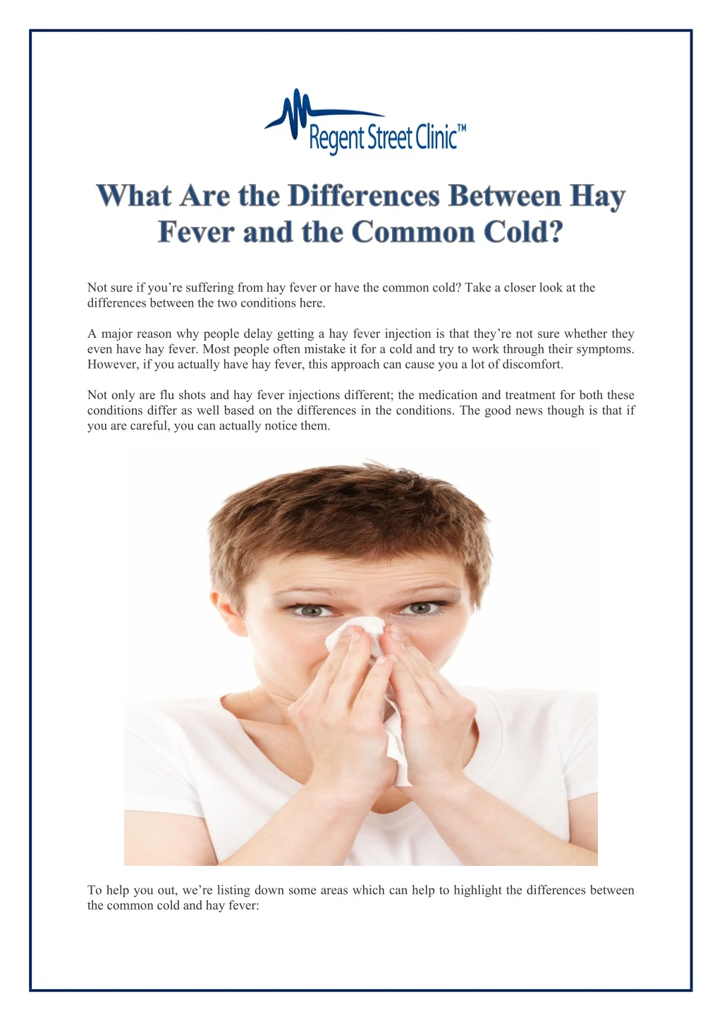 what are the differences between hay fever