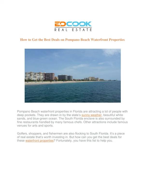 Pompano Beach Waterfront Properties
