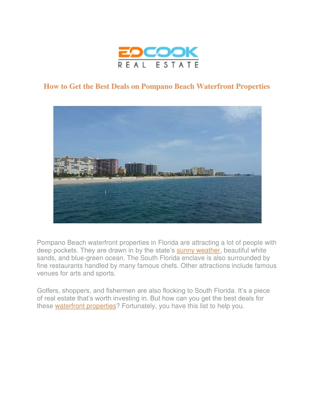how to get the best deals on pompano beach