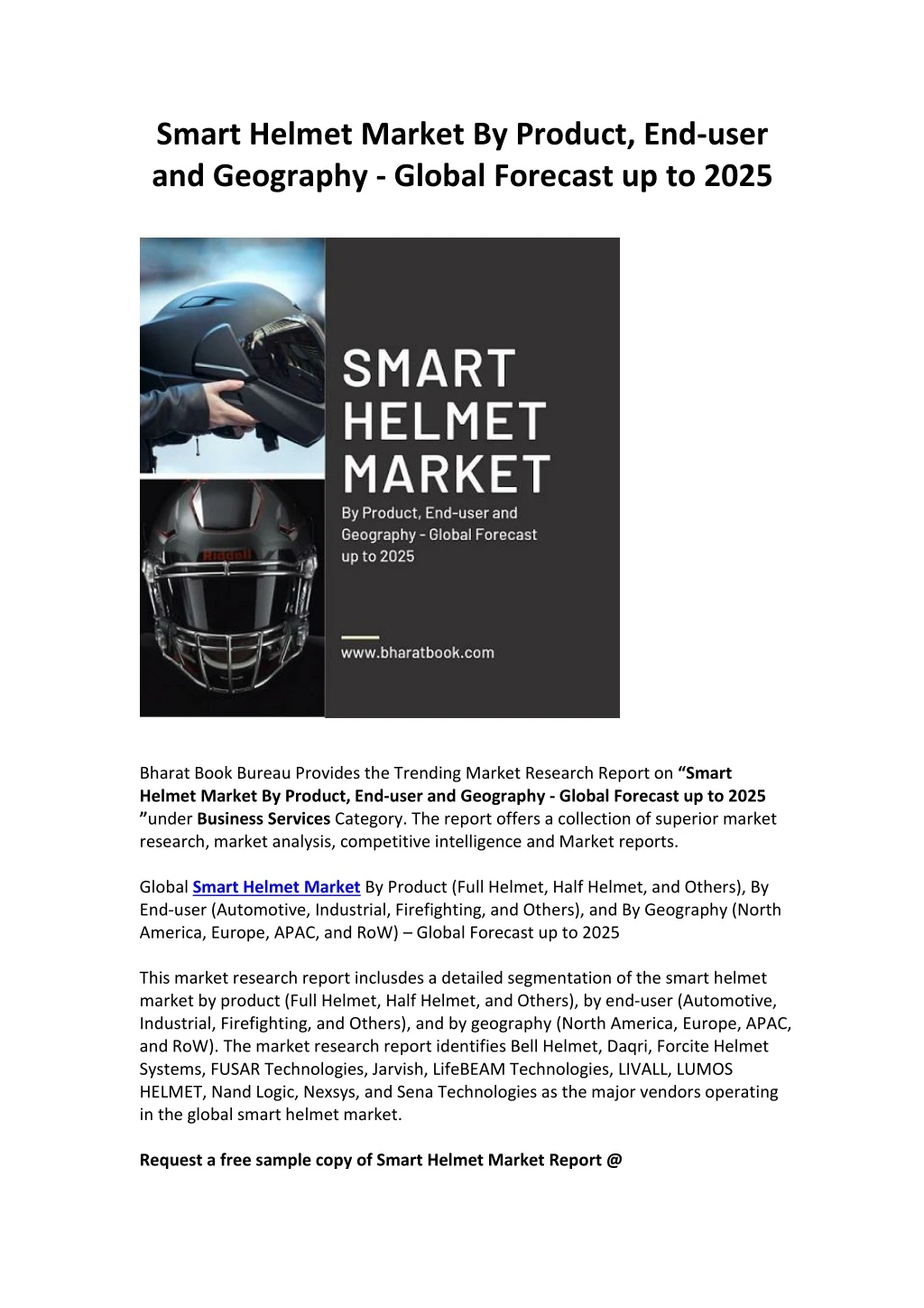 smart helmet market by product end user