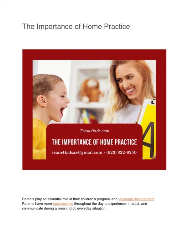 The Importance of Home Practice | Speech Therapy Center Near Me
