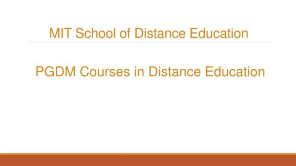 PGDM Courses in Distance Education - MIT School of Distance Education