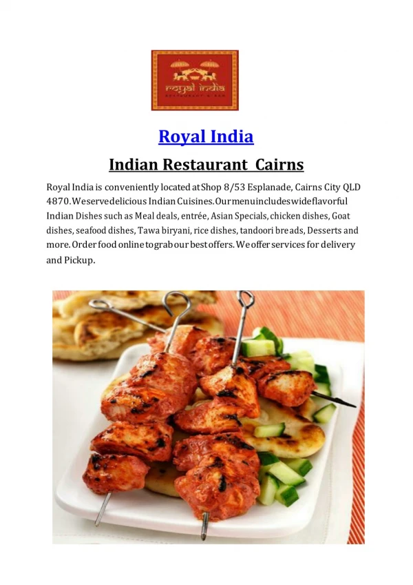 Royal India Restaurant - Order Food delivery and takeaway online
