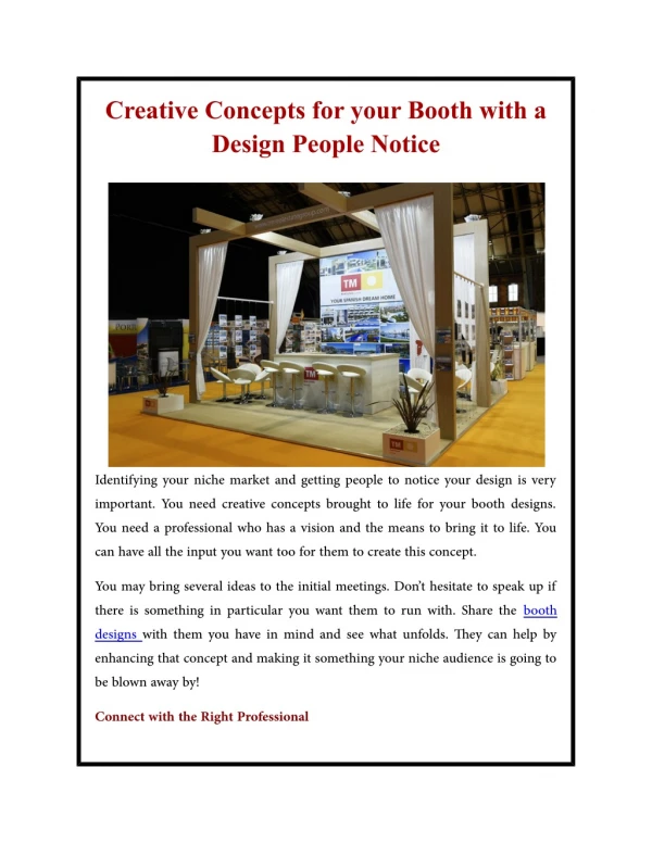 Creative Concepts for your Booth with a Design People Notice