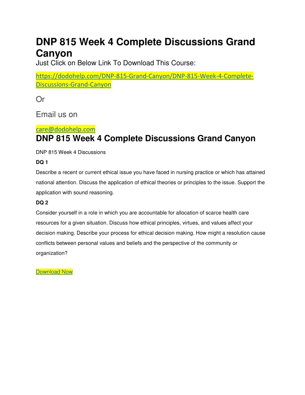 dnp 815 week 4 complete discussions grand canyon