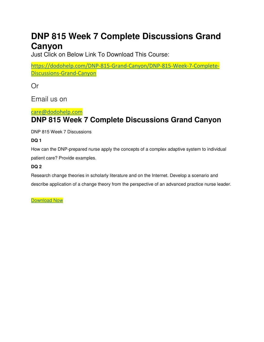 dnp 815 week 7 complete discussions grand canyon