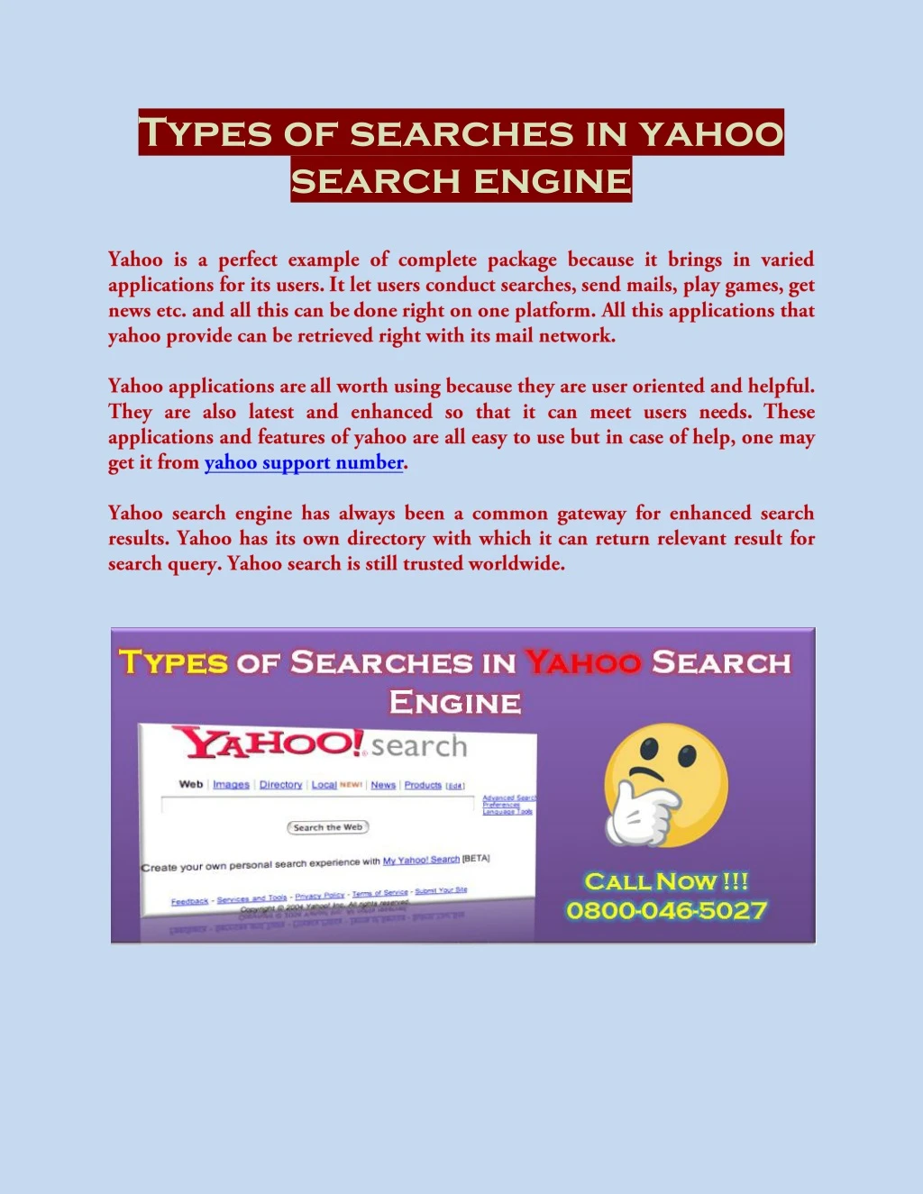 types of searches in yahoo search engine