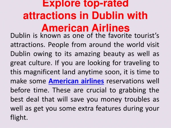 Explore top-rated attractions in Dublin with American Airlines