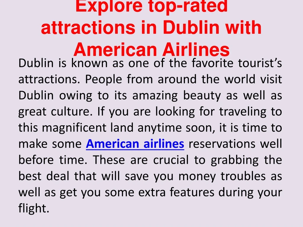 explore top rated attractions in dublin with american airlines