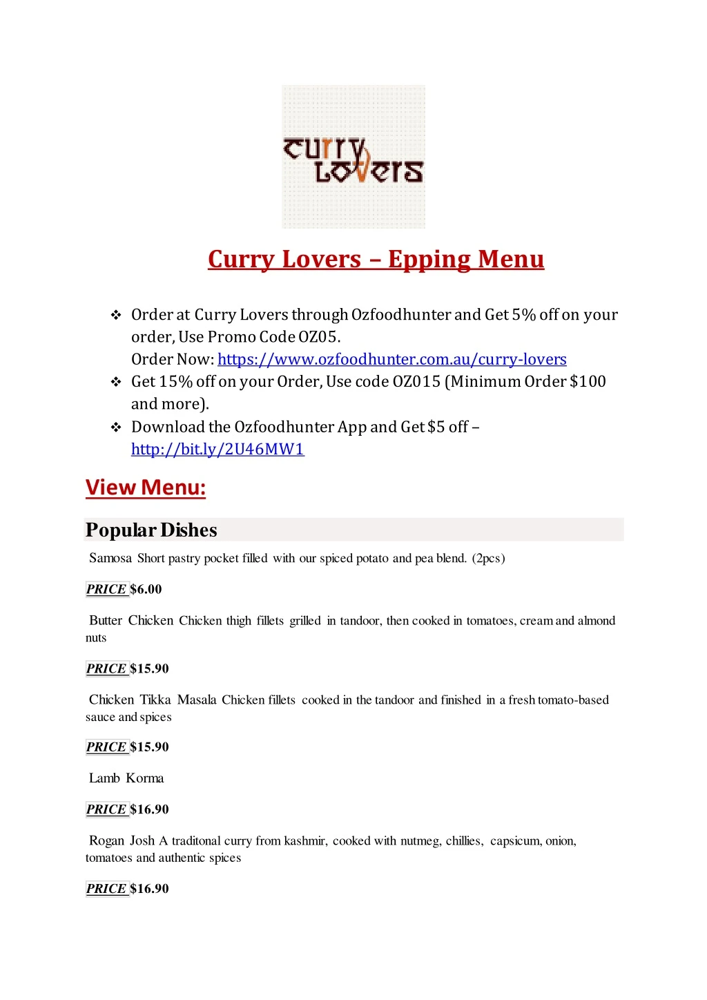 curry lovers epping menu order at curry lovers