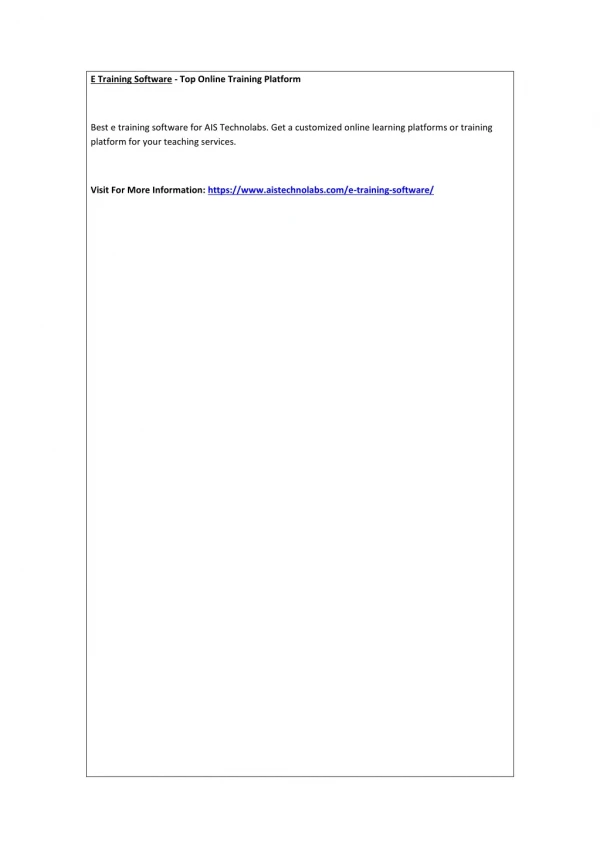 E Training Software - Top Online Training Platform