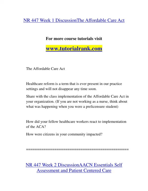 NR 447 Effective Communication/tutorialrank.com