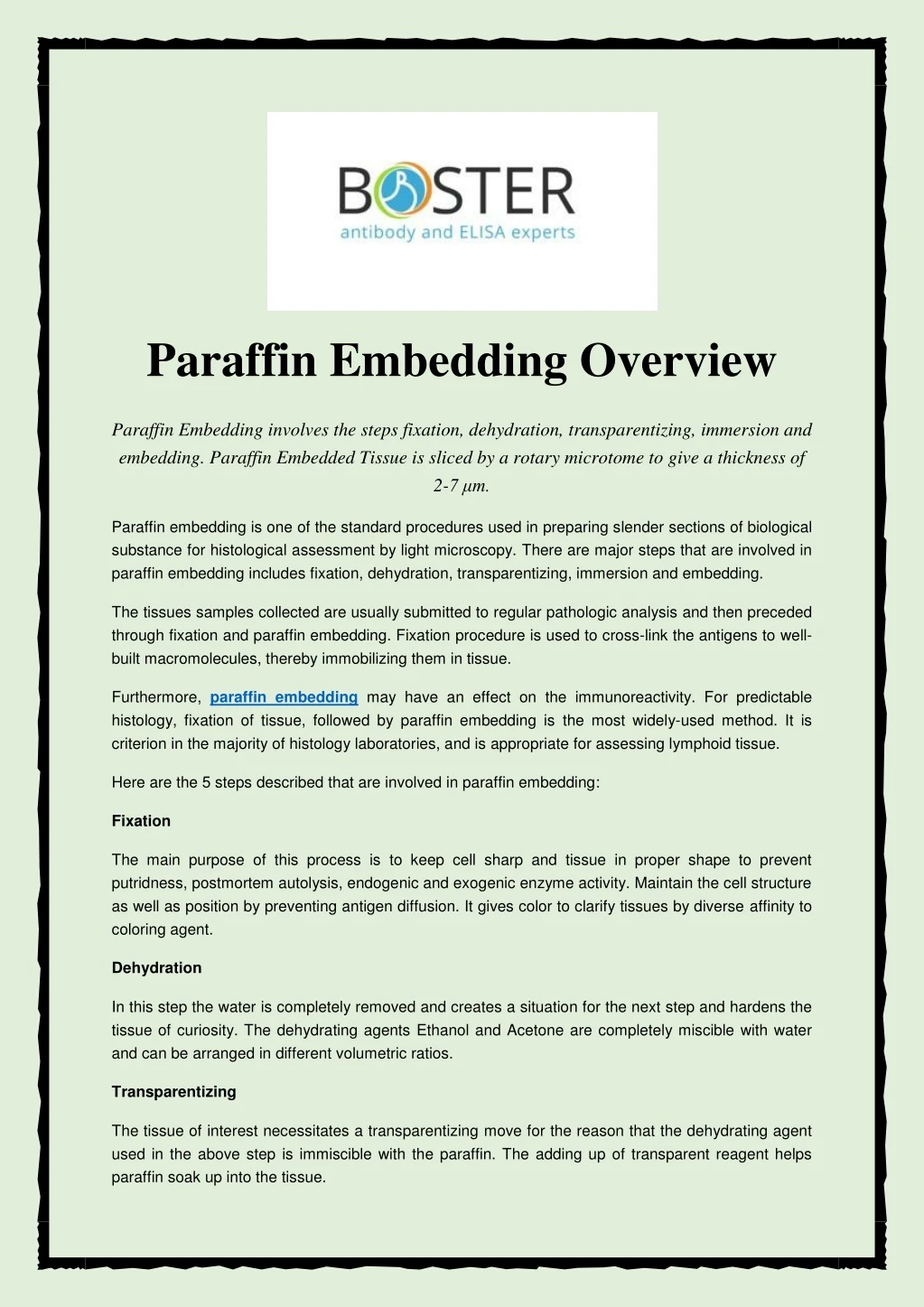 paraffin embedding overview