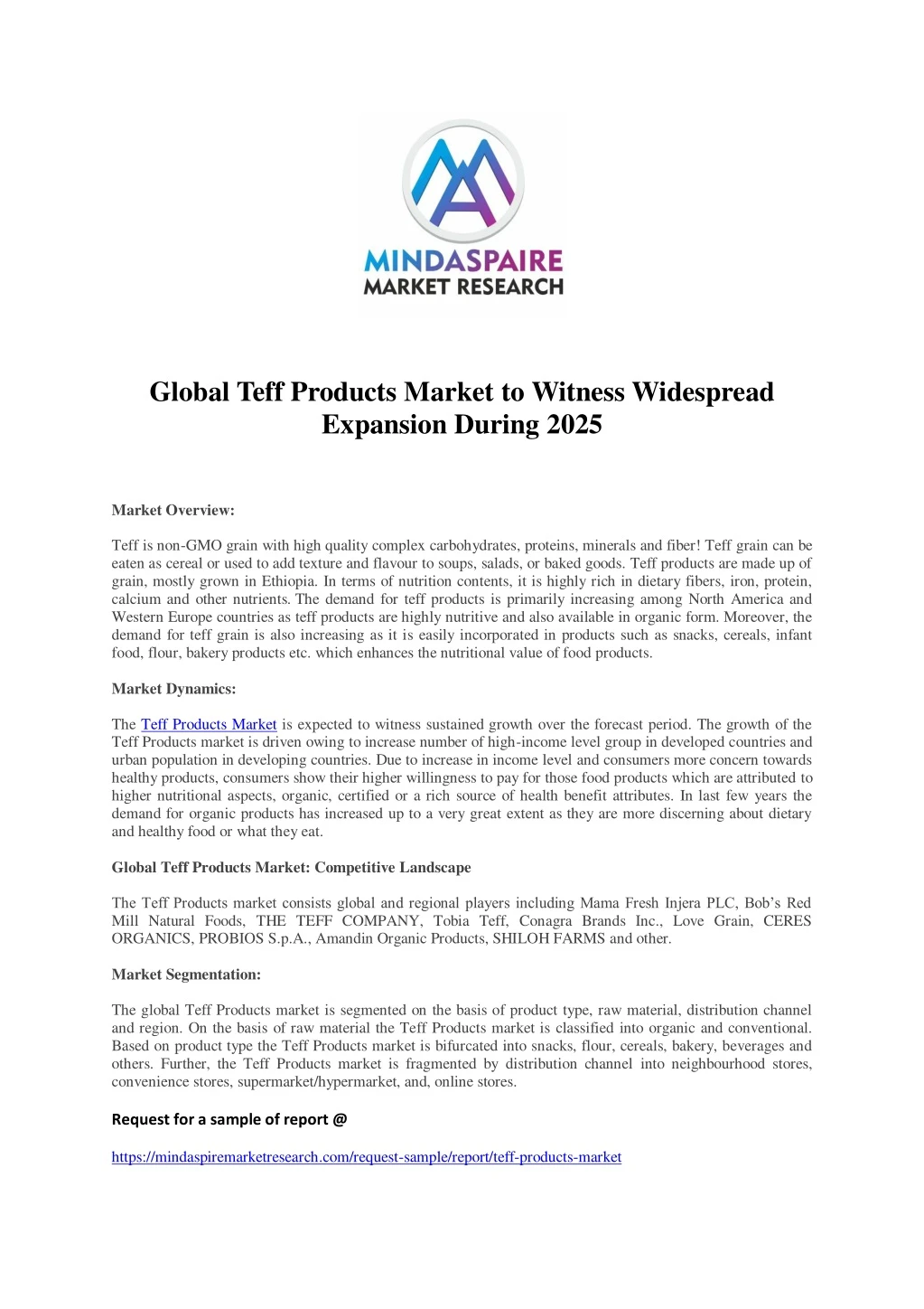 global teff products market to witness widespread