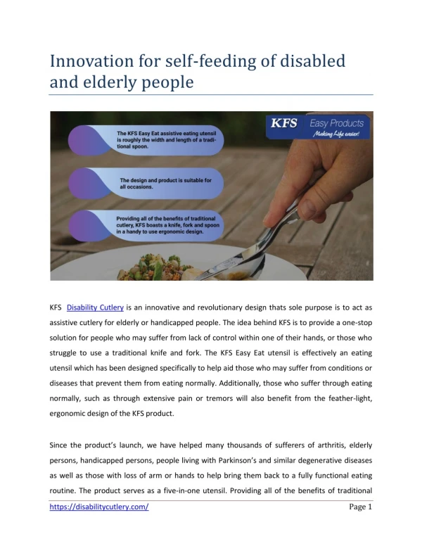 INNOVATION FOR SELF-FEEDING OF DISABLED AND ELDERLY PEOPLE