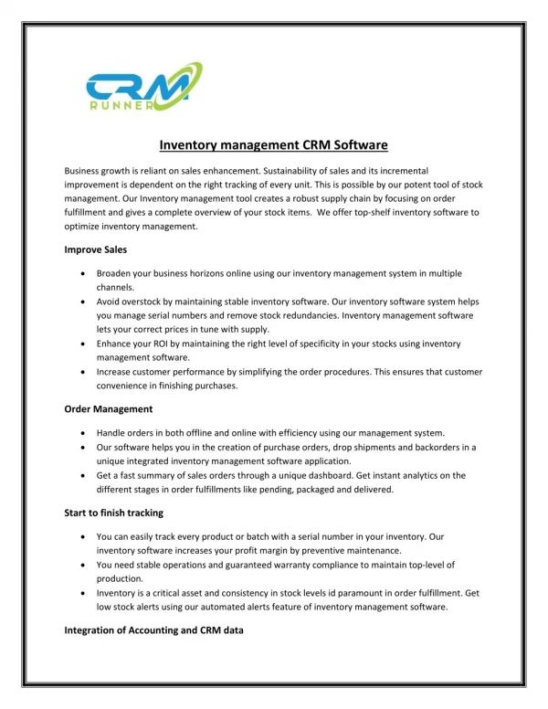 Inventory management CRM Software