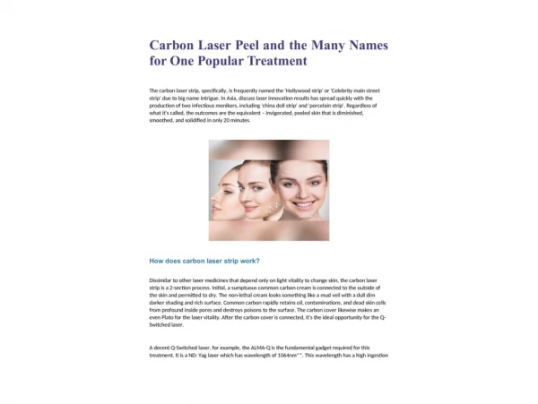 Carbon Laser Peel and the Many Names for One Popular Treatment