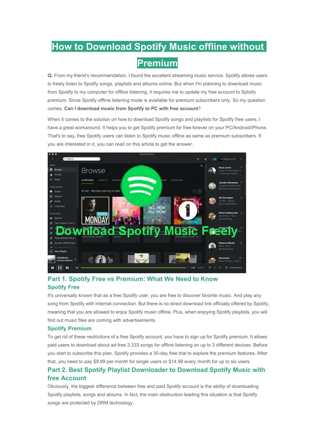 how to download spotify music offline without