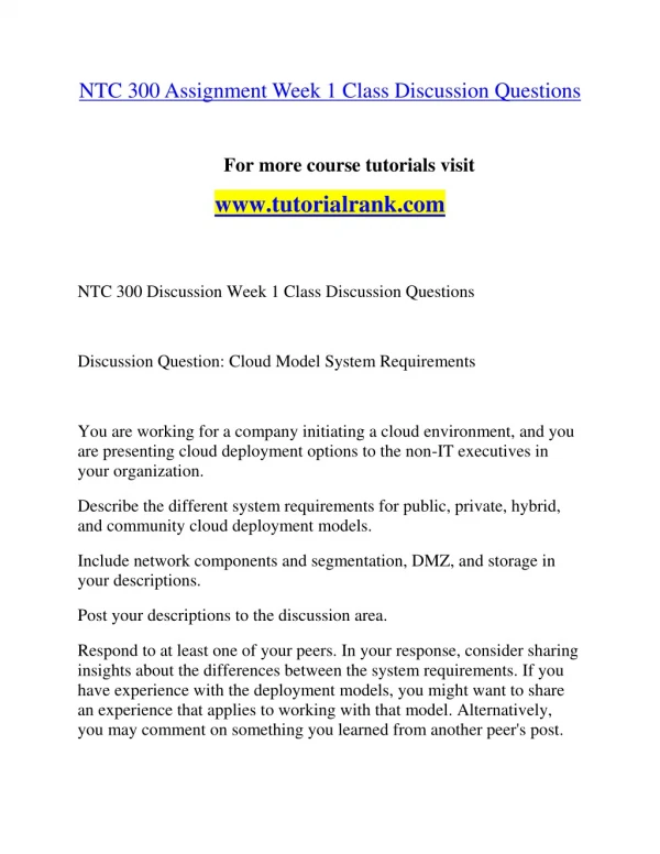 NTC 300 Effective Communication/tutorialrank.com