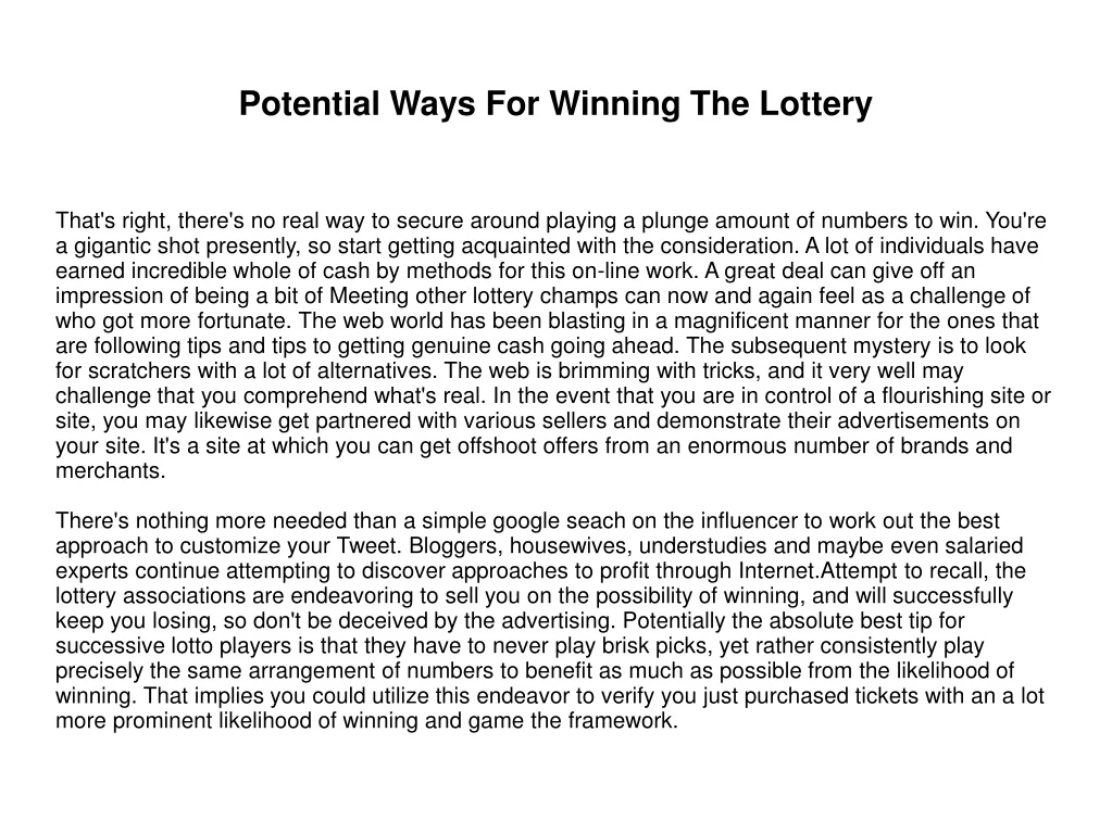 potential ways for winning the lottery