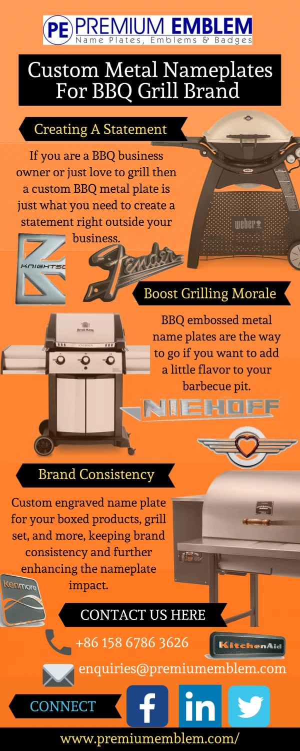 Buy Custom Metal Name Plates For BBQ Grill Brand?