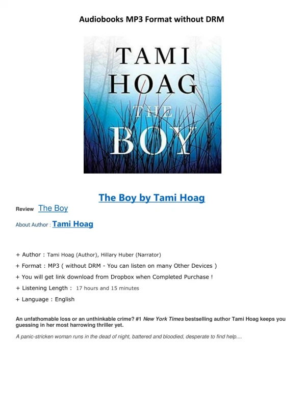 The Boy by Tami Hoag – Audiobooks , MP3