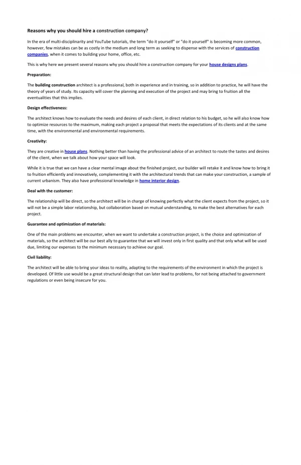 reasons why you should hire a construction company