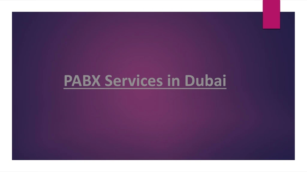 pabx services in dubai