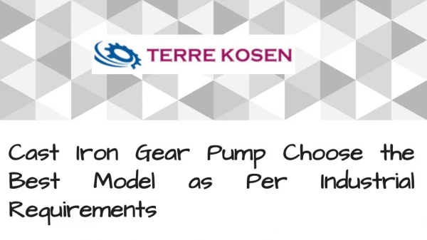 Cast Iron Gear Pump Choose the Best Model as Per Industrial Requirements