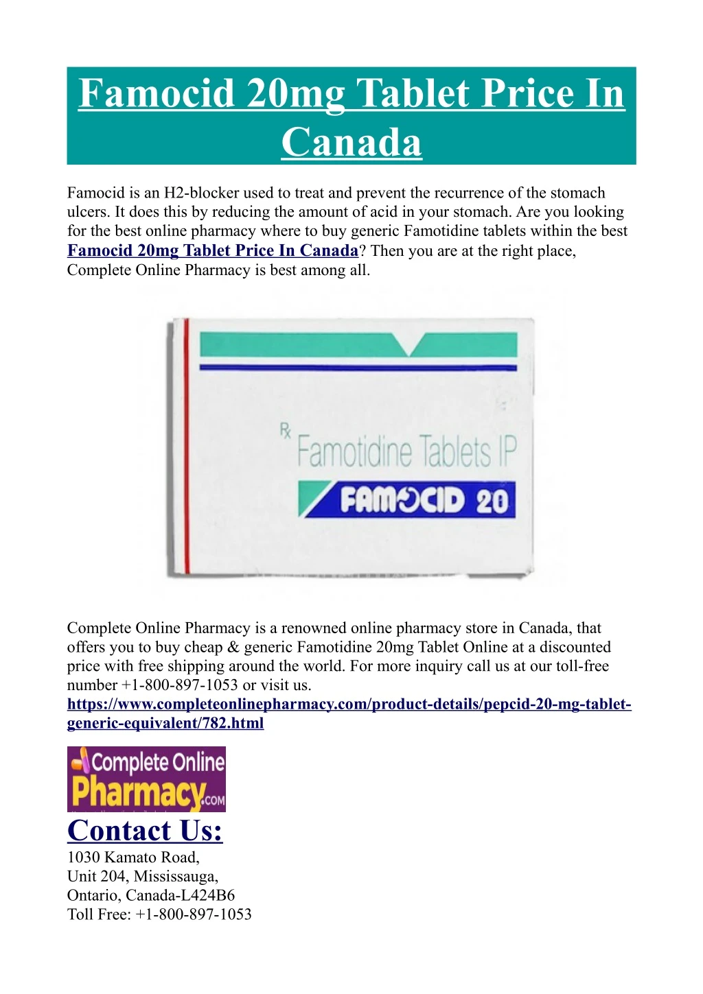 famocid 20mg tablet price in canada