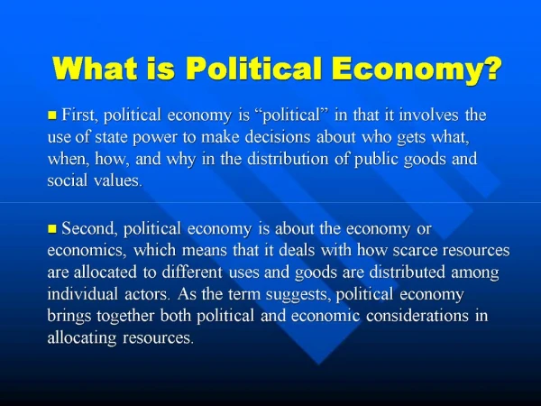 What is Political Economy