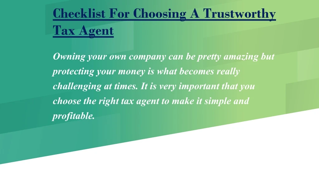 checklist for choosing a trustworthy tax agent