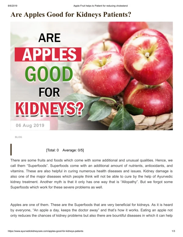 Apples Good for Kidneys Patients