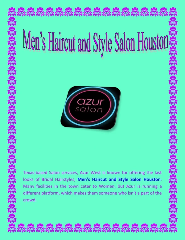 Men’s Haircut and Style Salon Houston