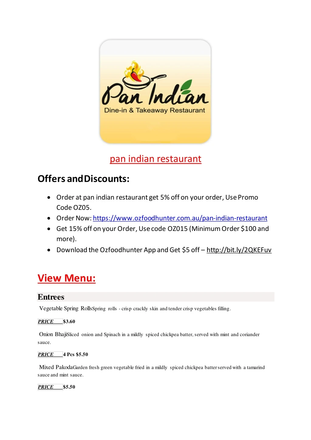 pan indian restaurant