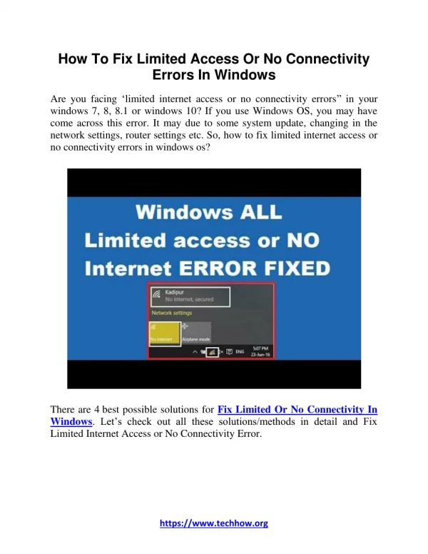 How To Fix Limited Access Or No Connectivity Errors In Windows