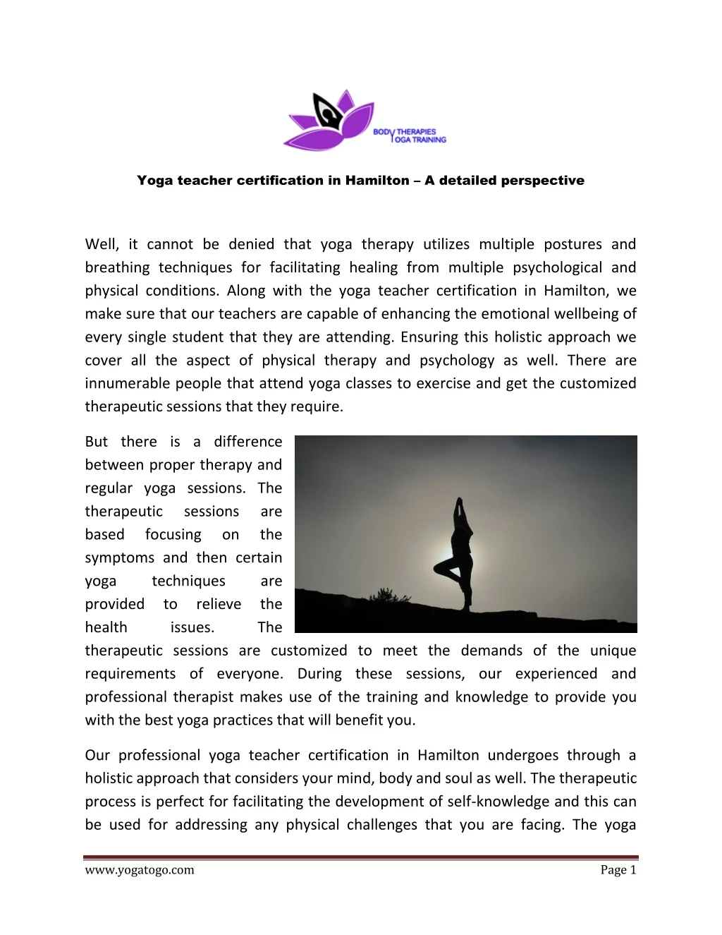 yoga teacher certification in hamilton a detailed