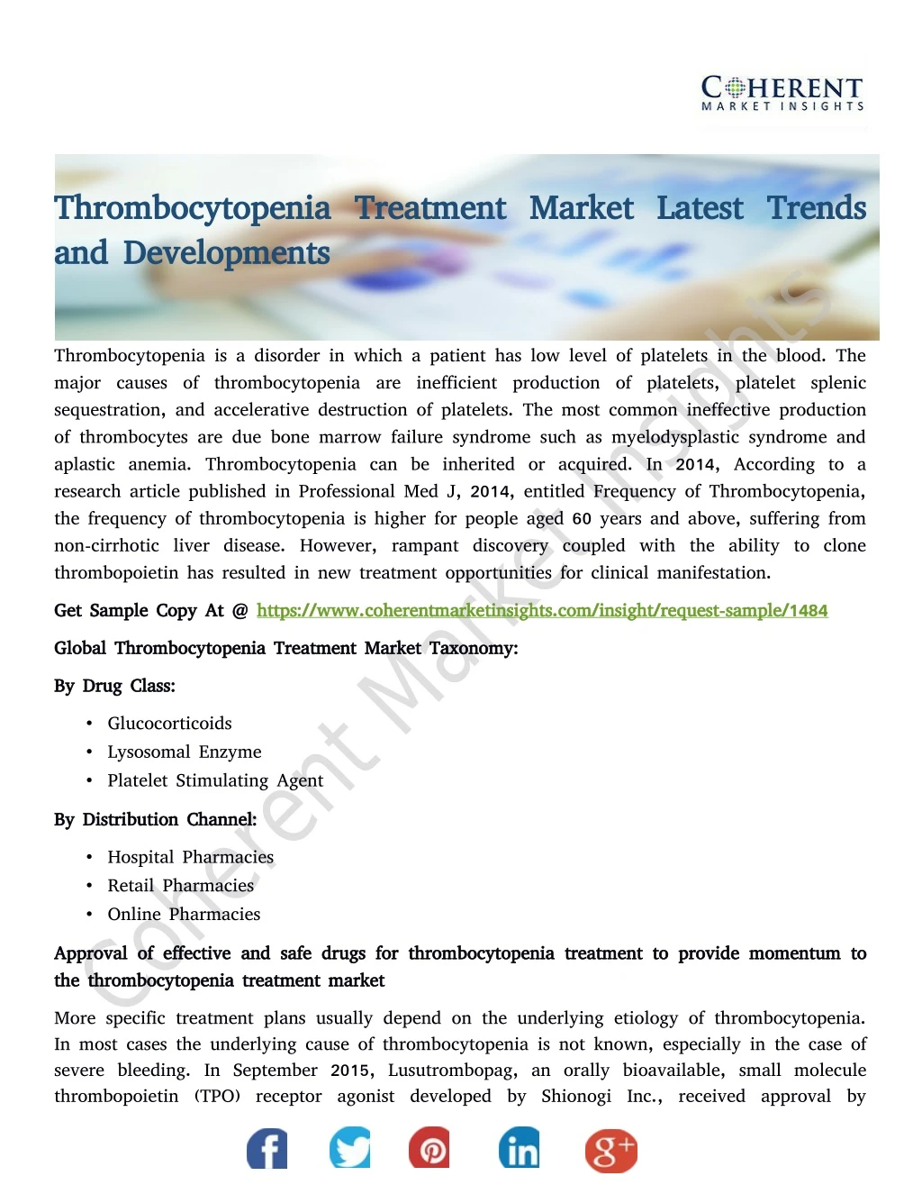 thrombocytopenia treatment market latest trends