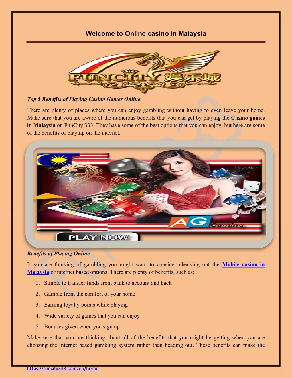 welcome to online casino in malaysia
