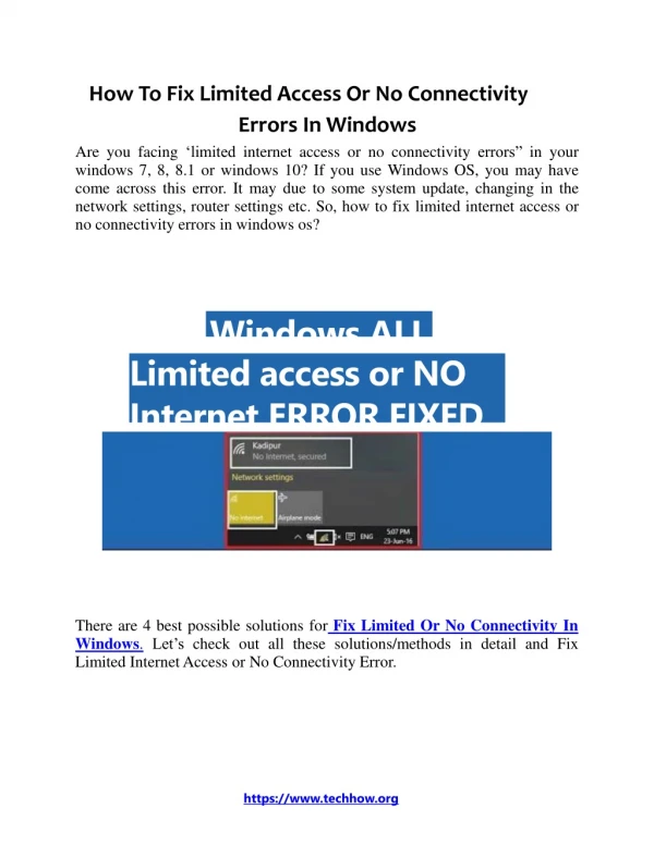 How To Fix Limited Access Or No Connectivity Errors In Windows