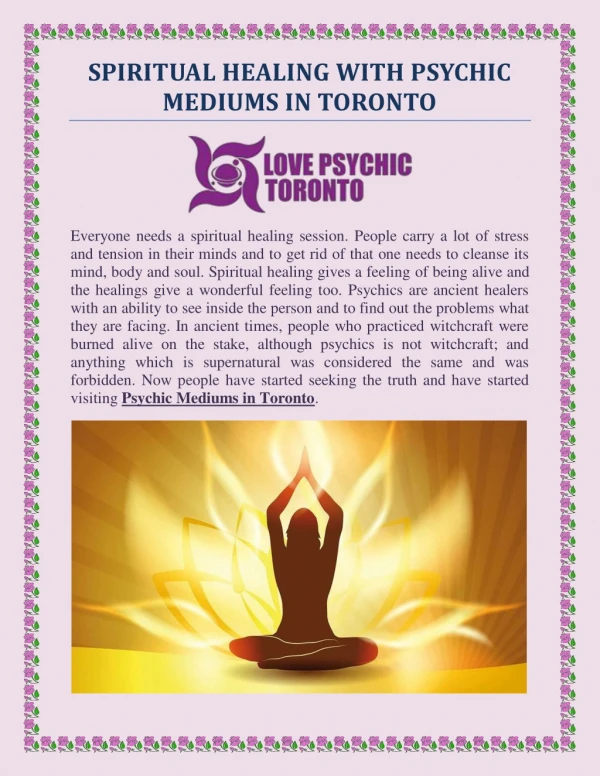 SPIRITUAL HEALING WITH PSYCHIC MEDIUMS IN TORONTO