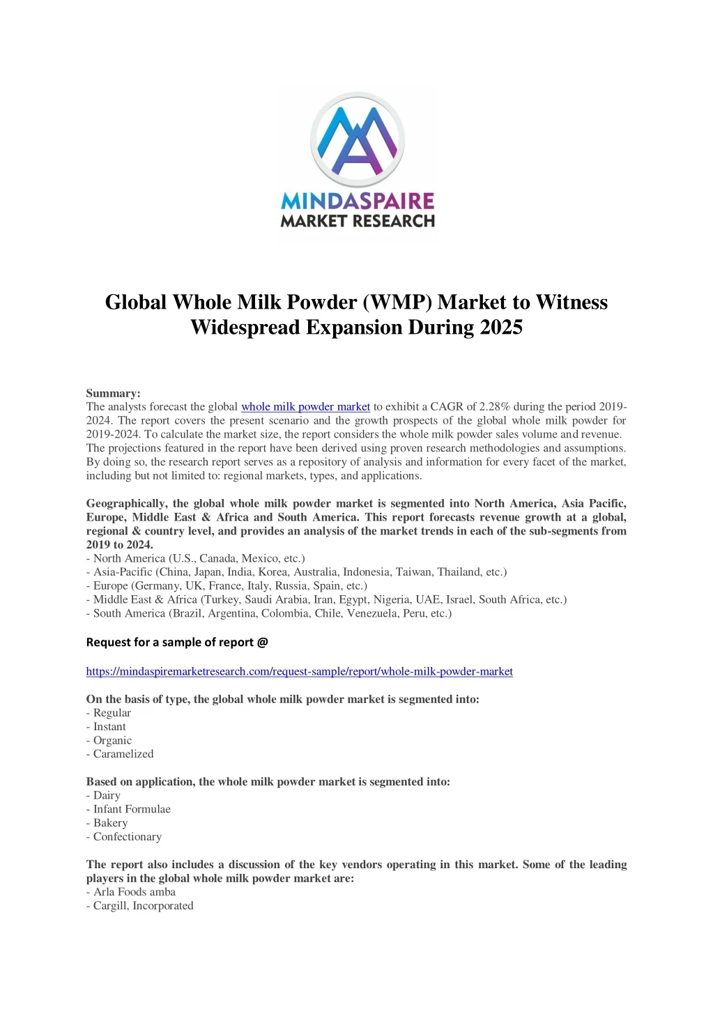 global whole milk powder wmp market to witness