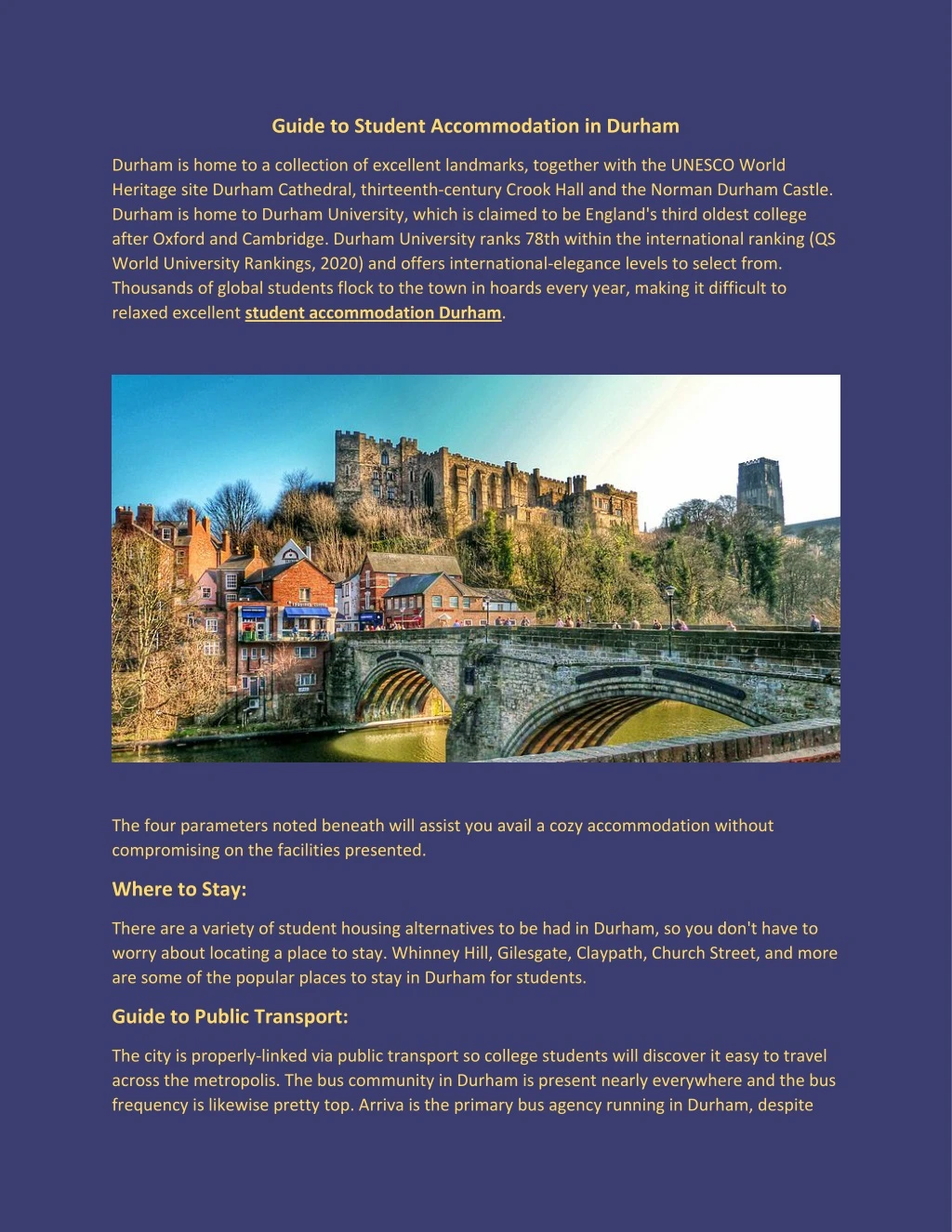 guide to student accommodation in durham