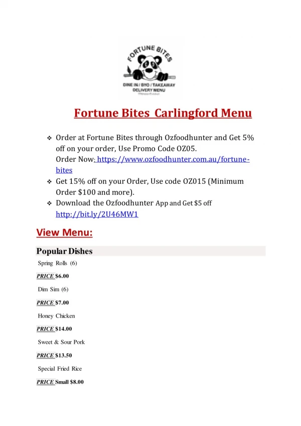 15% Off - Fortune Bites-Carlingford - Order Food Online