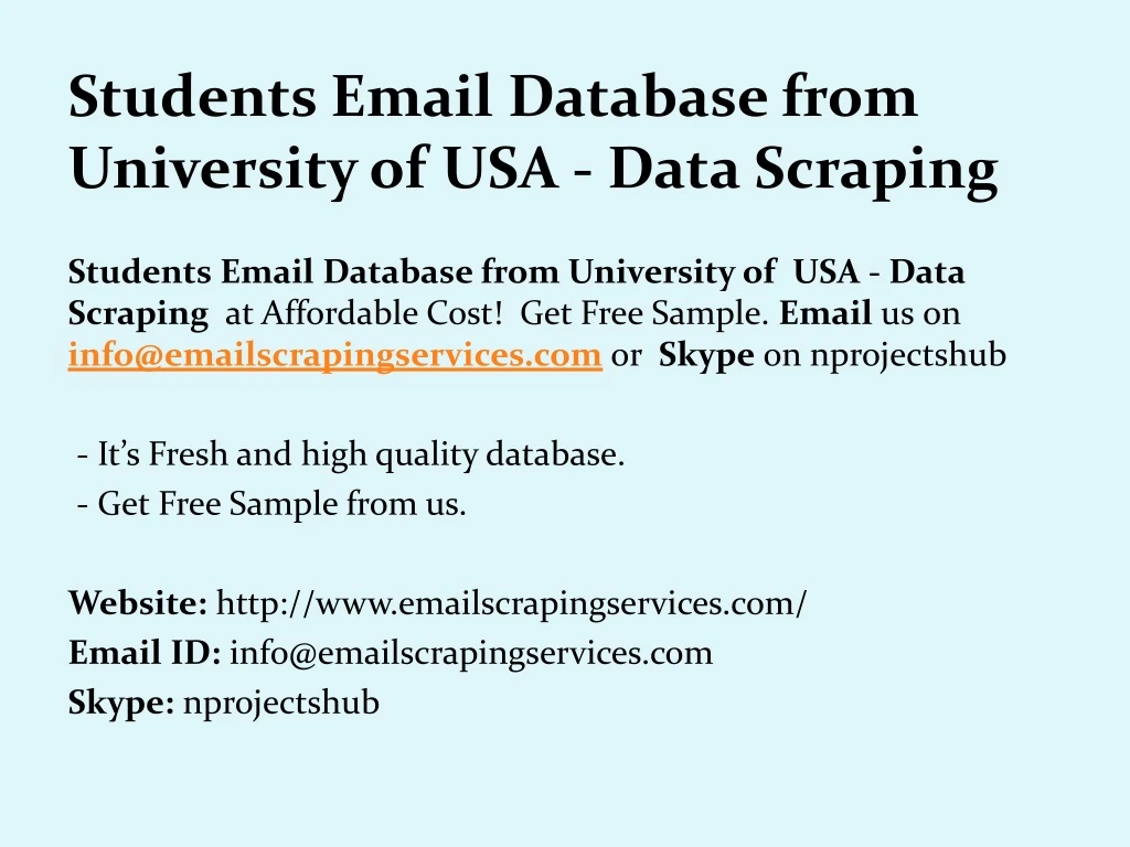 students email database from university of usa data scraping