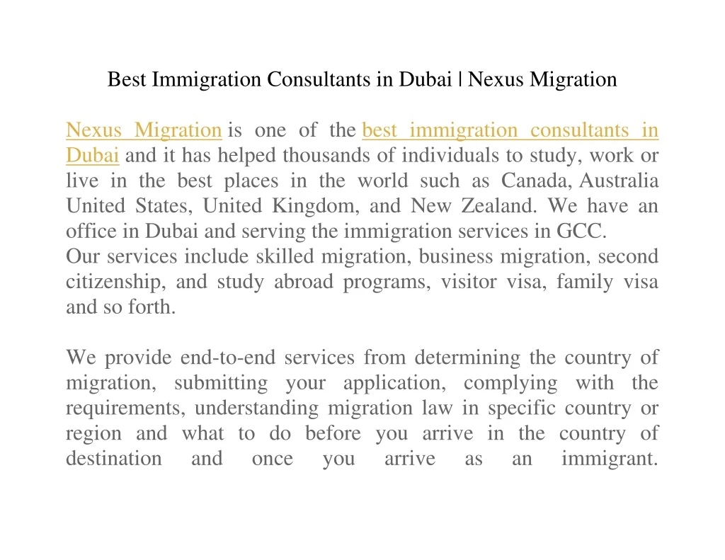 best immigration consultants in dubai nexus