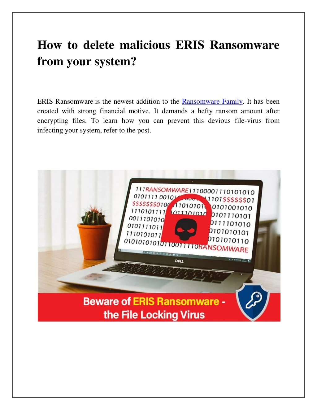 how to delete malicious eris ransomware from your