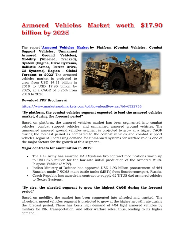 Armored Vehicles Market worth $17.90 billion by 2025
