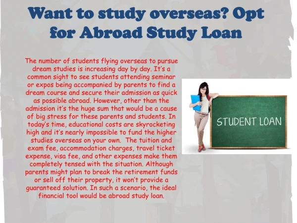 Want to study overseas? Opt for Abroad Study Loan