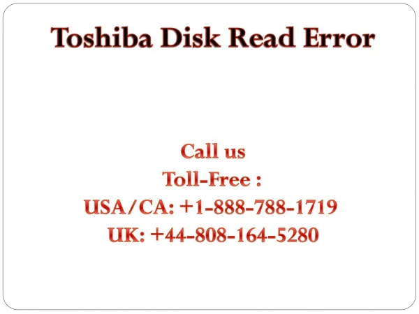 Toshiba Disk Read Error